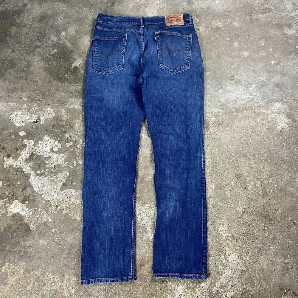 Levi's 514 Jeans Size 36x34 Blue Denim Medium Wash Straight Fit Distressed